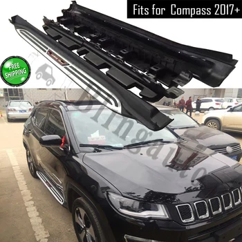 

Fits for Jeep Compass 2017-2020 2Pcs left right running board side steps nerf bar car pedal side stairs