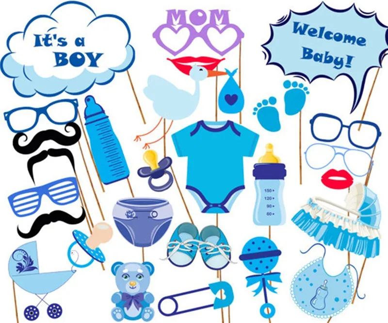 25Pcsset New Baby Shower Photo Booth Games Baby Shower Photobooth Props Its a Boy Girl Favors Party Decoration Supplies DE10 (3)