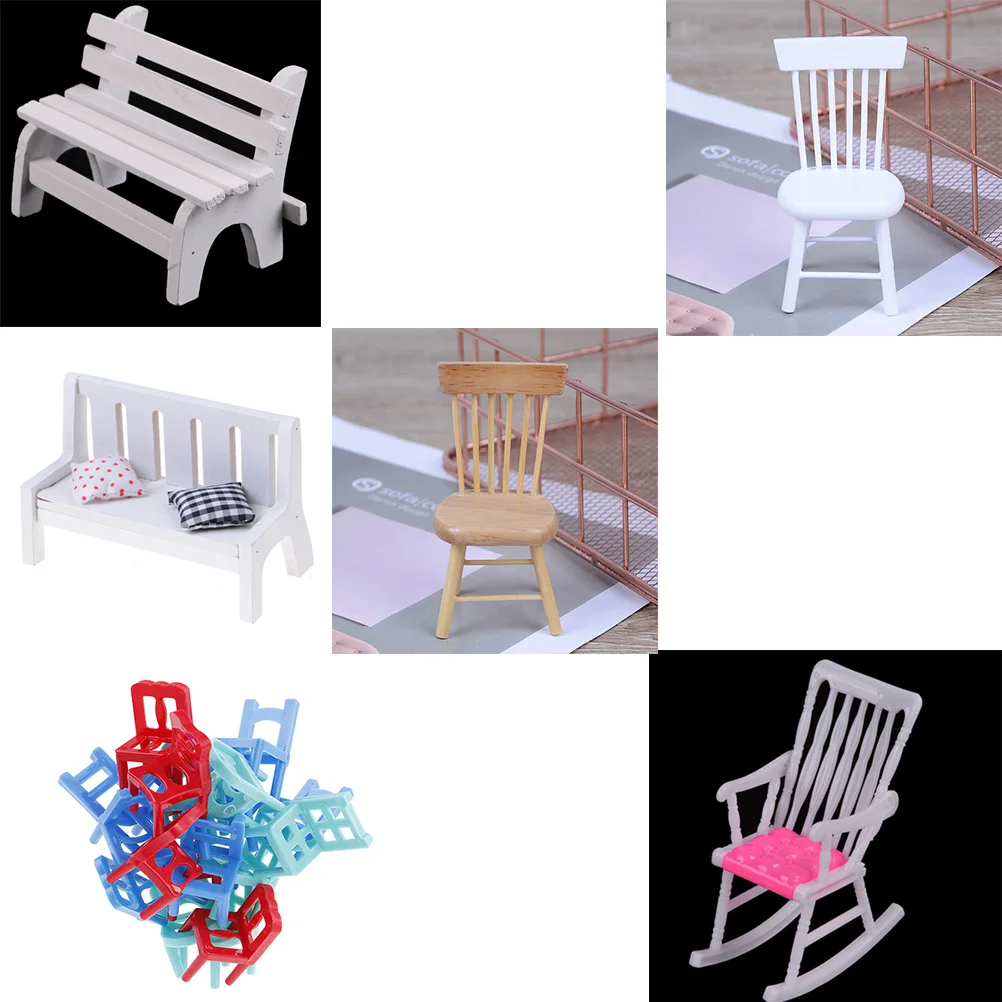 

Hot sale 1/12 Dollhouse Miniature Dining Furniture Wooden Chair High Chair Exquisite Collection for Dolls Play House
