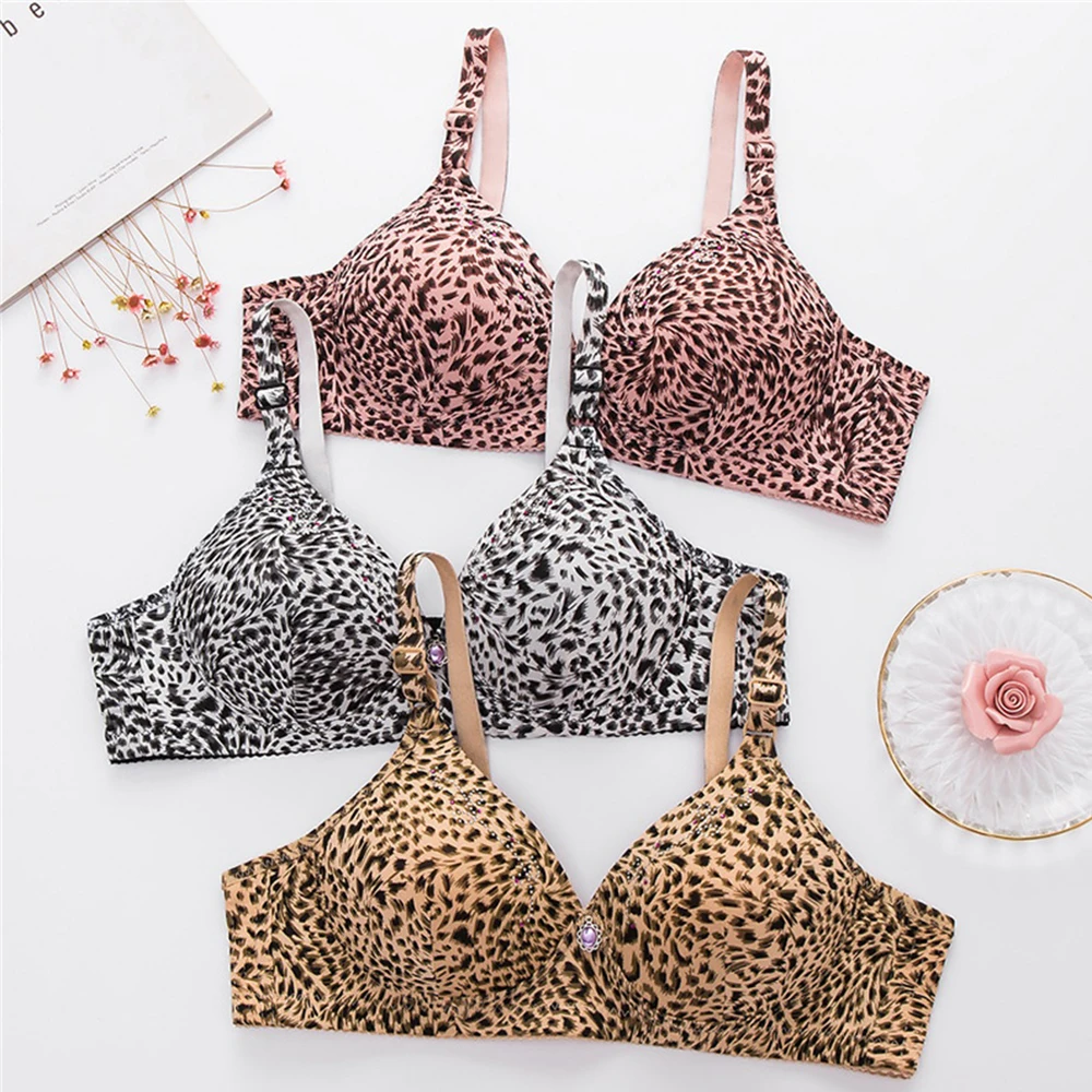  Leopard Print Bra and Panty Sets for Women Wirefree