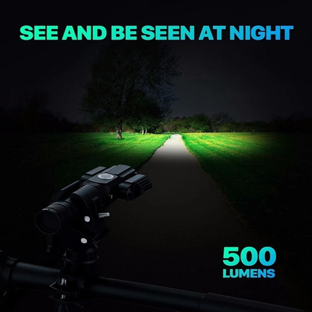 500 Lumens T6 Bicycle Light USB Rechargeable Bike Front Lamp Waterproof Safe Cycling Flashlight Aluminum Bike Headlight BC0510 (6)