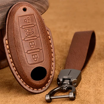 

Genuine Leather Car Key Case For Nissan Altima Maxima Infiniti EX FX Q60 QX50 QX70 Remote Smart Key Fob Cover Car Accessories