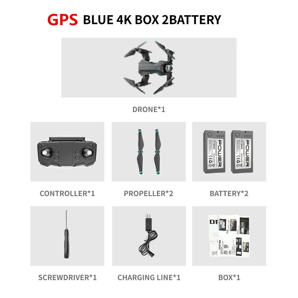 GPS BLUE 4K BOX 2B S20 5G wifi gps Дрон 4K Квадрокоптер с камерой HD Helicopteros Дрон Профессиональный селфи вертолет игрушечные Дроны для мальчиков подарок - Цвет: GPS BLUE 4K BOX 2B