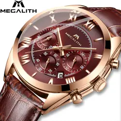 MEGALITH Модные мужские s часы лучший бренд Роскошные часы наручные, кварцевые часы мужские водонепроницаемые спортивные хронограф Relogio Masculino