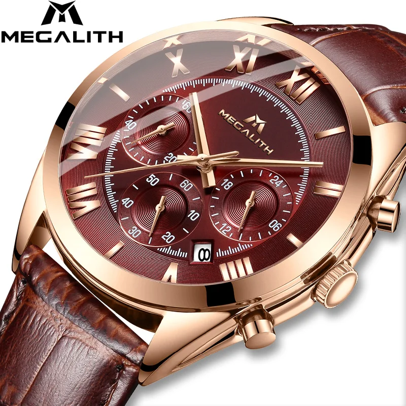 

MEGALITH Fashion Mens Watches Top Brand Luxury WristWatch Quartz Clock Watch Men Waterproof Sport Chronograph Relogio Masculino