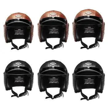 

PU Leather Helmets 3/4 Motorcycle Chopper Bike helmet open face vintage motorcycle helmet M/L/XL