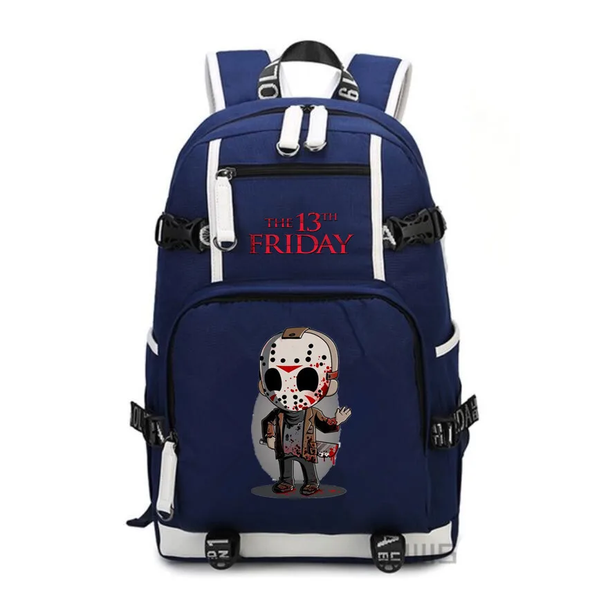 P Friday the 13th рюкзак холщовые школьные сумки Джейсон Вурхиз сумка на плечо печать дорожные сумки ноутбук рюкзак для детей - Цвет: P