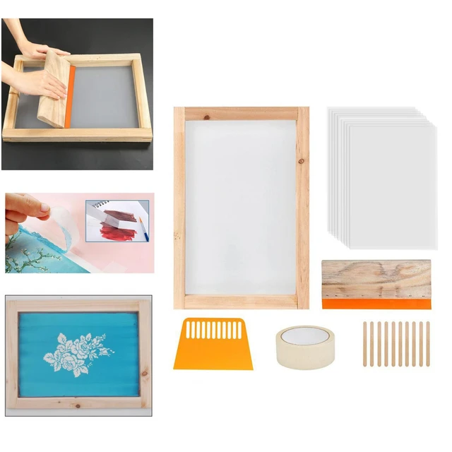 Starter kit per serigrafia, cornice per serigrafia in legno, tergipavimento  per serigrafia, pellicola per trasparenza a getto d'inchiostro e nastro per  maschera - AliExpress