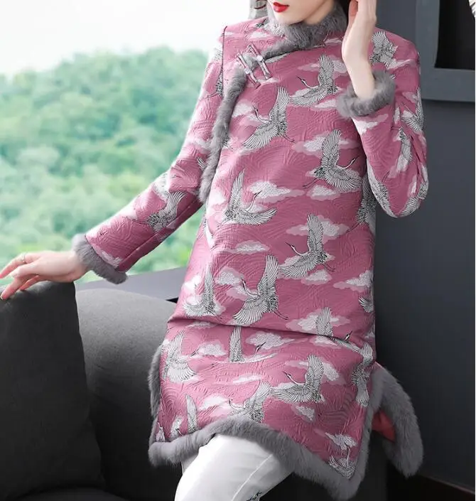 Стиль Tang костюм, Chines tyle костюм для зимы, халат для зимы