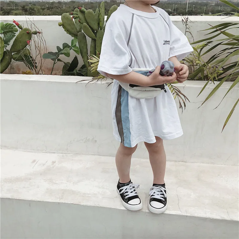 Новое Летнее спортивное платье в Корейском стиле для девочек детское с короткими