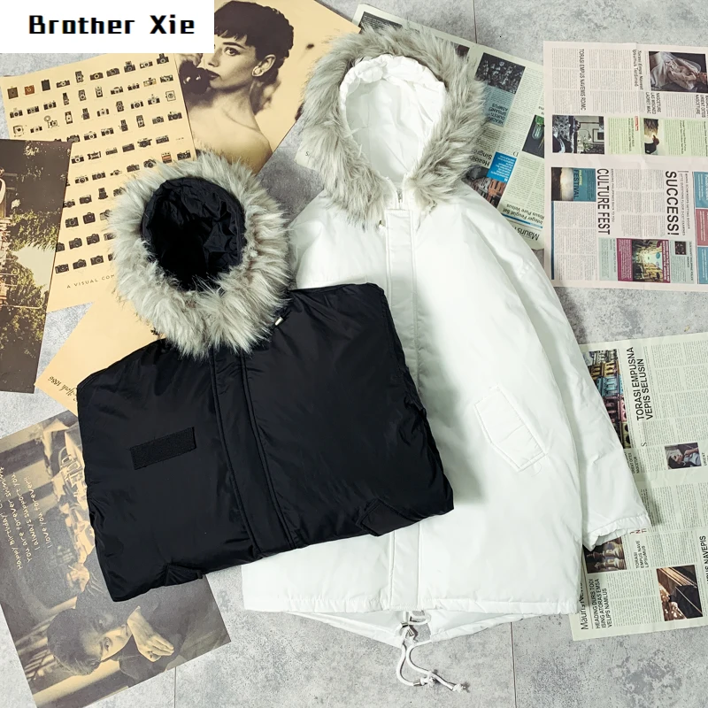 

Winter Long Coat Men Warm Thick Fashion Parka Men Solid Color Fur Collar Hooded Coat Man Wild Loose Cotton Jacket Male Clothes