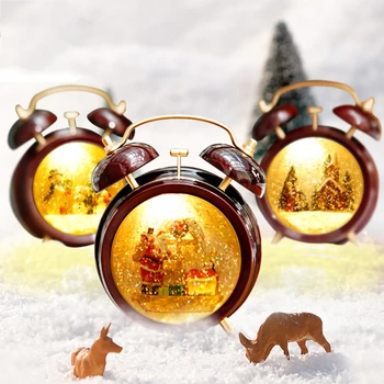

Fashion Christmas Tree Snow Crystal Ball Music Box Wishing Wind Night Light Musical Alarm Clock For Girls Gift Home Decoration