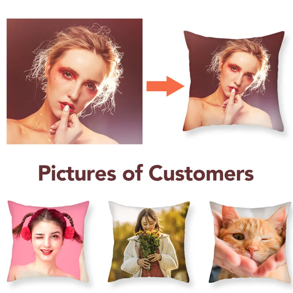 

Fuwatacchi Private Cushion Cover Selfie Photo Customization Pillow Cover Customize Personalized Linen Square Pillow Case 45*45cm
