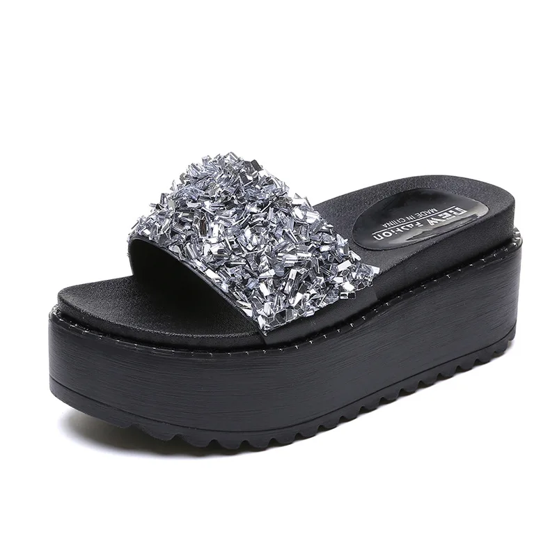 

Online Celebrity Slipper Women's Outer Wear Summer 2019 New Style Fashion Hong Kong Style Versatile Students Super Fire Thick Bo