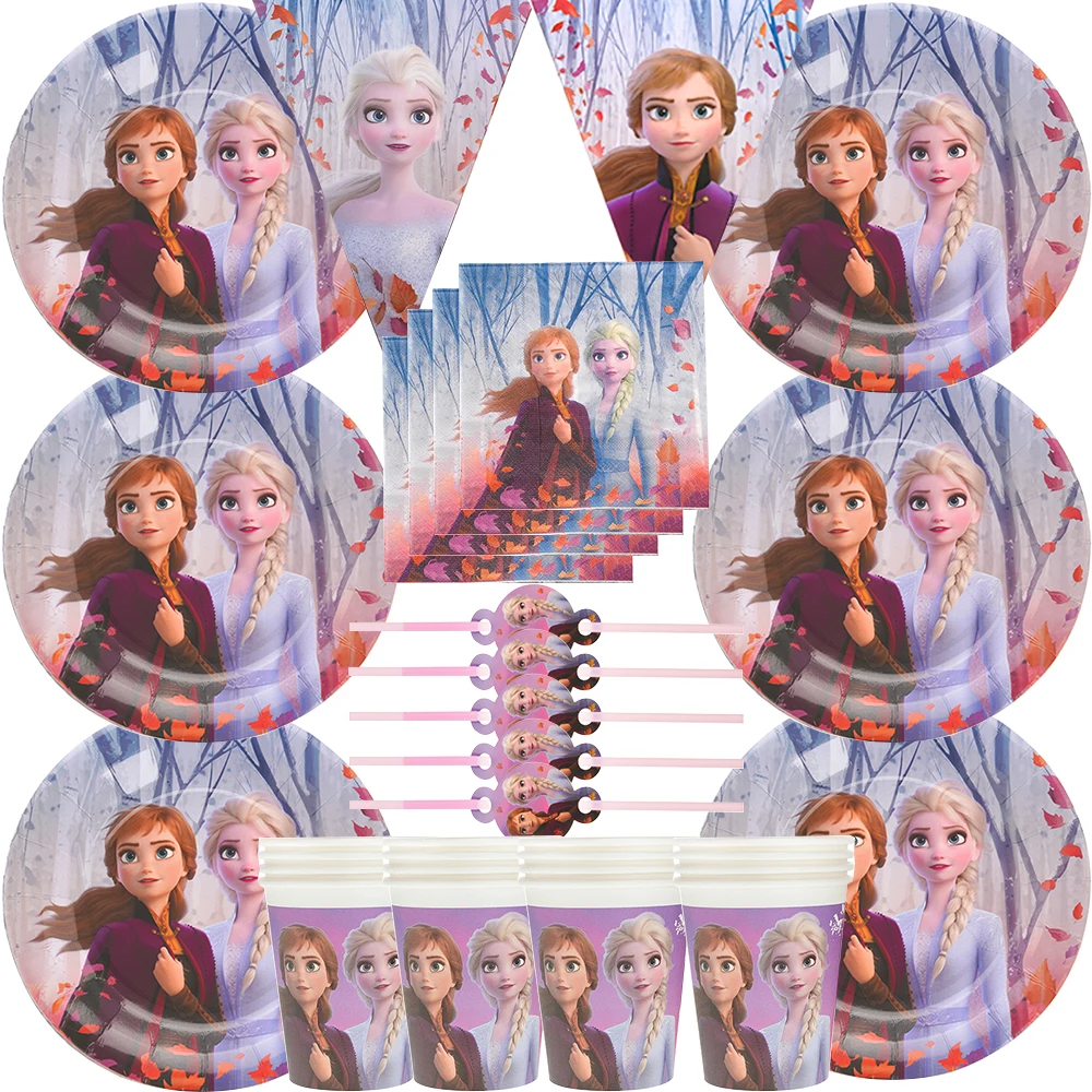 

29pcs/lot High quality Birthday party frozen Elsa princess 2 Party Tableware Set for Girls Birthday Party Decorations Supplies