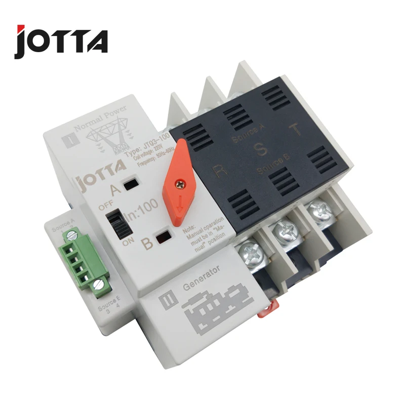 Tanie Jotta mały rozmiar W2R 2P 3 P 4 P 100A220V Mini ATS automatyczny przełącznik transferu elektryczny przełącznik przetworników, przełączniki podwójny wyłącznik zasilania