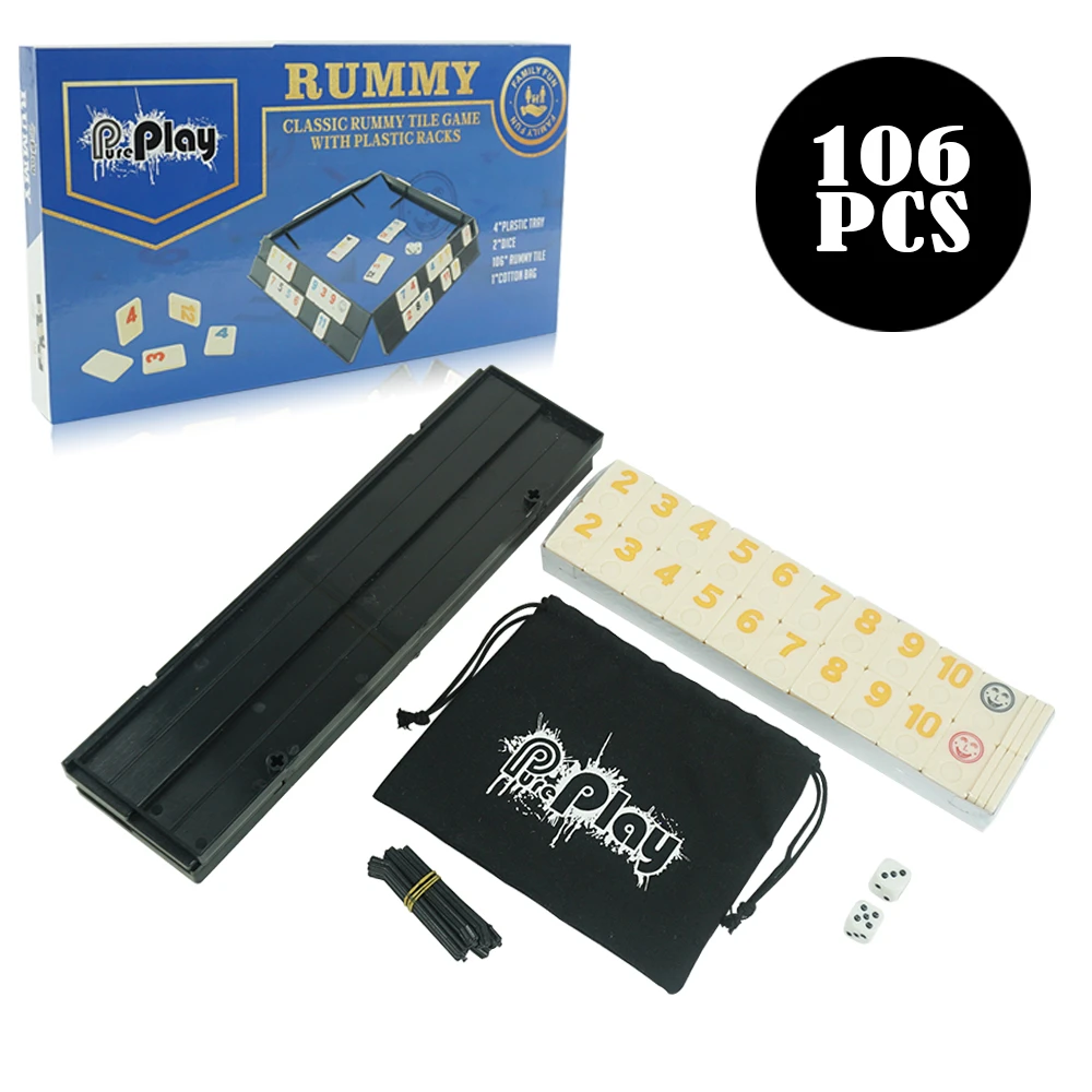 New Packing Design Rummy Set Classic Melamine Digital Game Set With Black Plastic Racks Paper Case From Factory Board Games Aliexpress