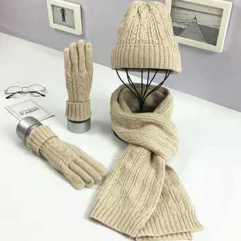 

3 Set Scarf Women Winter New Stylis Solid Color Outdoor Keep Warm Fashion Knitting Woman Clothing Ropa De Invierno Mujer