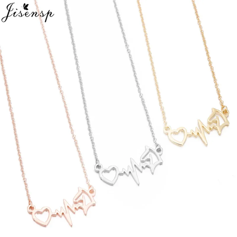 electrocardiogram ECG horse head pendant necklace