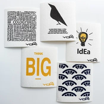 

Bamboo Fiber Cleaning Cloths Cotton Bird Pattern Dishcloths Reusable Scouring Pad Degrease Washing Rag Household Kitchen Towel