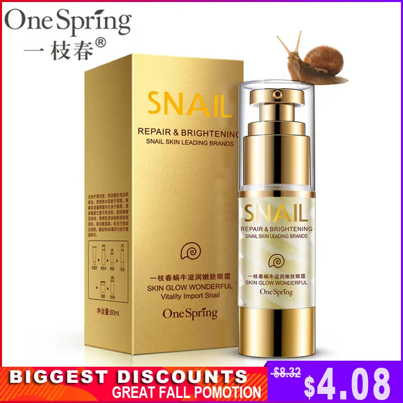 

35ml OneSpring Whitening Snail Eye Cream Anti-Puffiness Anti-Wrinkles Dark Circle Remover Firming Eye Repair Moisturizing Cream