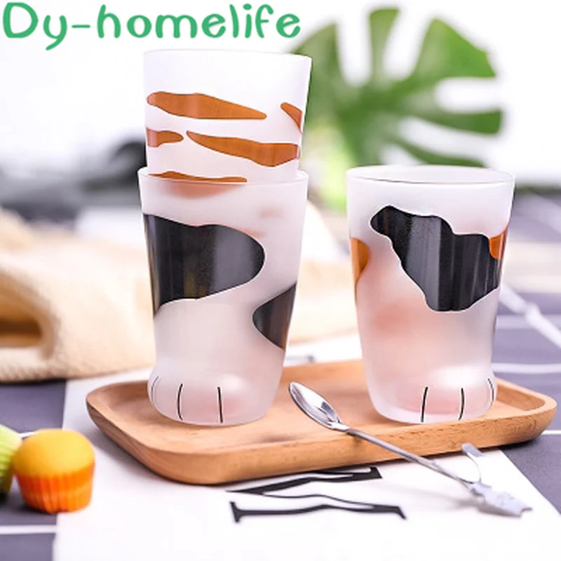 

300ml Japanese INS Creative Multi-style Cat Claw Glass Hotel Household Coffee Milk Cup Cat Footprint Cup Glass Wine Tumbler