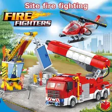 640 шт городская полицейская пожарная машина, строительные блоки, совместимые с пожарной станцией, кирпичи, спасательный самолет, рождественские игрушки для мальчиков