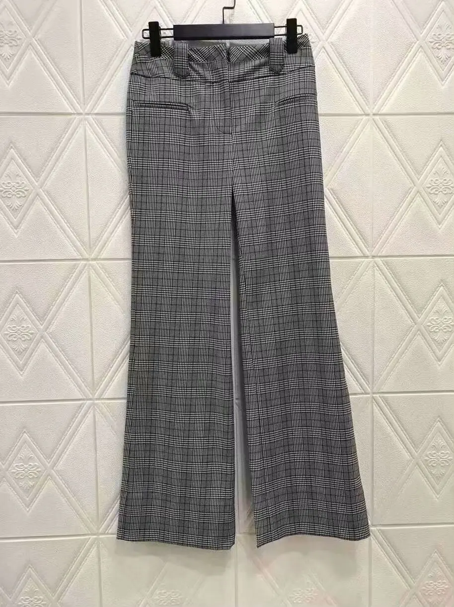 Just Pants 10,30 г. Новые осенние свитера высокого качества с отложным воротником и Аргайлом винтажное клетчатое пальто с длинными рукавами+ клетчатые длинные штаны, костюм - Цвет: Just Pants