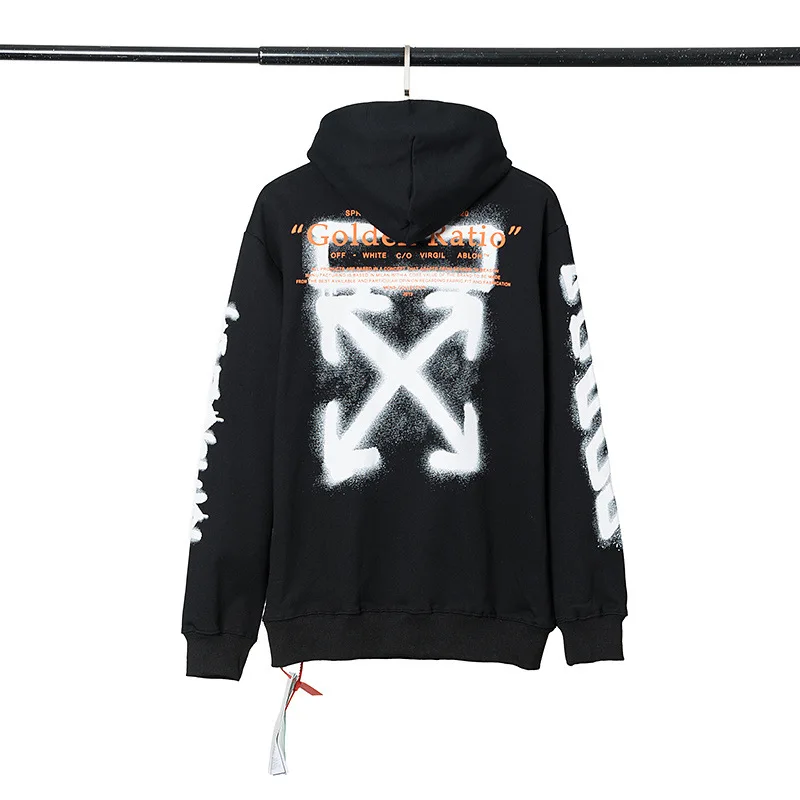 OFF-WHITE OW Осень-Зима Новое высококачественное изображение карты Мужская Пара Толстовка оптом