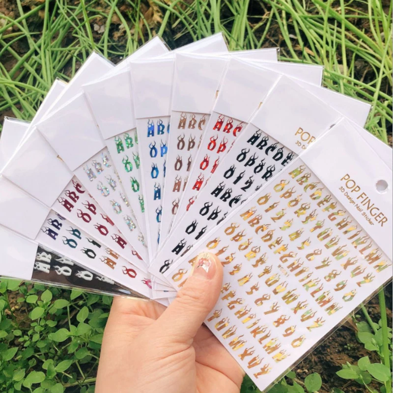 1PCS Multi-Color Laser Reflective Alphabet Nail Art Sticker Kit