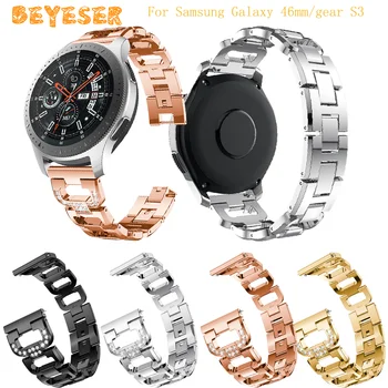 

New Replacement Metal watch band For Samsung Galaxy 46mm/gear S3 watches strap Rhinestone For huawei watch GT Bracelet wristband