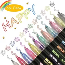 

8 /12 Pcs/set Outline Paint Marker Pen Double Line Pen Diy Album Scrapbooking Metal Marker Glitter for Drawing Painting Doodling