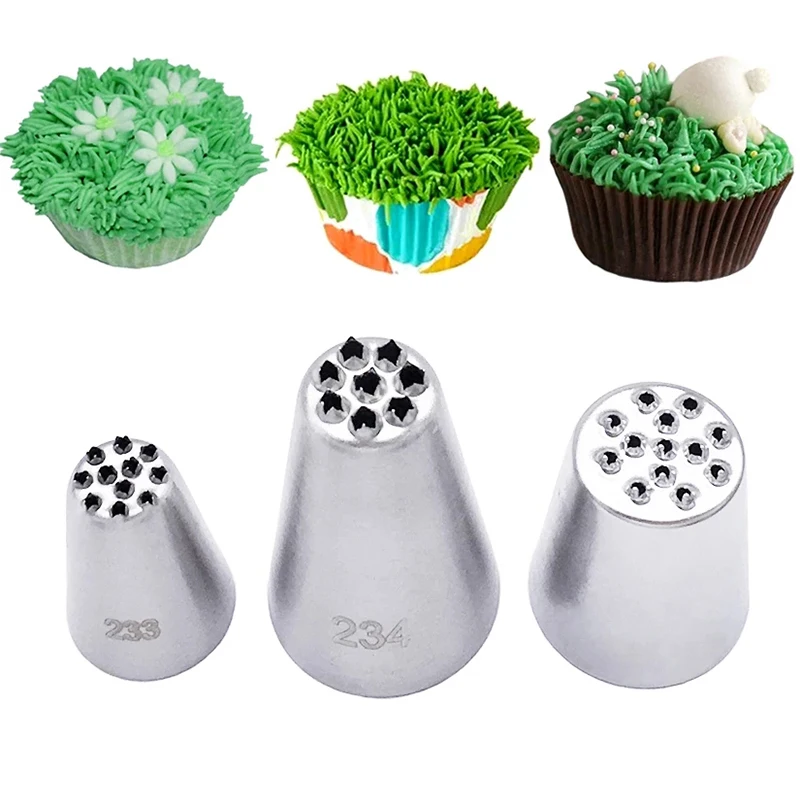 

3pcs Stainless steel cream decoration mouth Small grass shape cream nozzle Baking tools Grass Cream Icing Nozzles Pastry Tool
