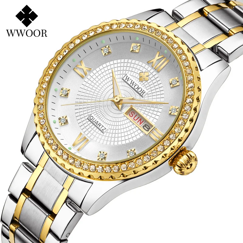 

Hot Sales Wwoor8856 COUPLE'S Watch Waterproof Luminous Watch Butterfly Plastic File Folder Men And Women Diamond Set