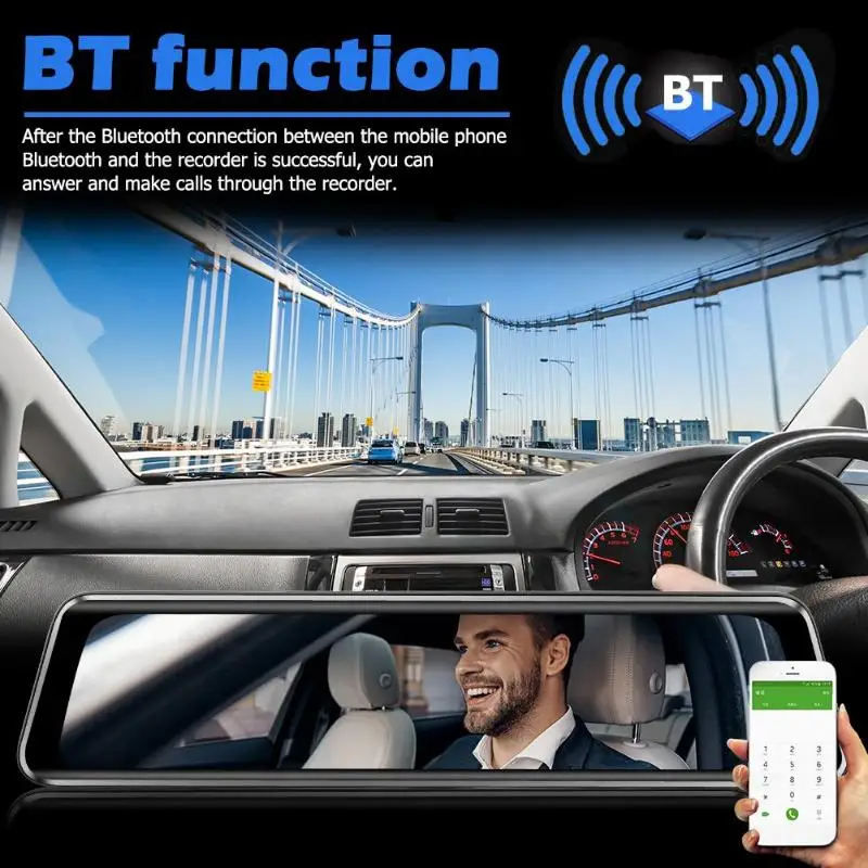 Phisung Z66 4G Android 8.1 FHD 1080P Car DVR Camera 11.66 inch Rearview Mirror Dual Lens WiFi GPS ADAS Dash Cam Video Recorder