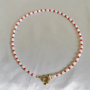 

Pearl necklaces female red and white beads simple 2020 new Choker necklace