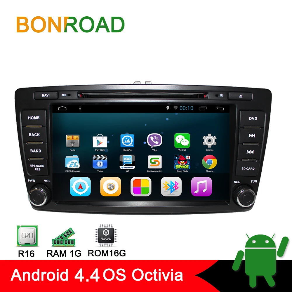Cheap Bonroad Android 8.1 4 Core/8 Core 2Din Car DVD Player for Octavia 2009-2015 GPS Navigation Radio Video USB,Bluetooth 3G 4G Wifi 2