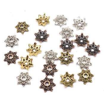 

Wholesale Lots Bulk 9mm Silver Plated 6 Flower Spacer Beads Alloy End Caps Pattern Bead Caps Diy Components for Jewelry Making