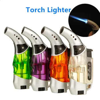 

Torch Cigarette pip Lighter Turbo Lighter 1 Jet Butane Gas Cigar Windproof Metal table Lighter For Kitchen and outdoor BBQ JX51