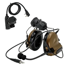 COMTAC II – support de casque tactique CB + U94 kenwood, Version casque, micro casque, réduction du bruit, Protection auditive, 2 broches ptt