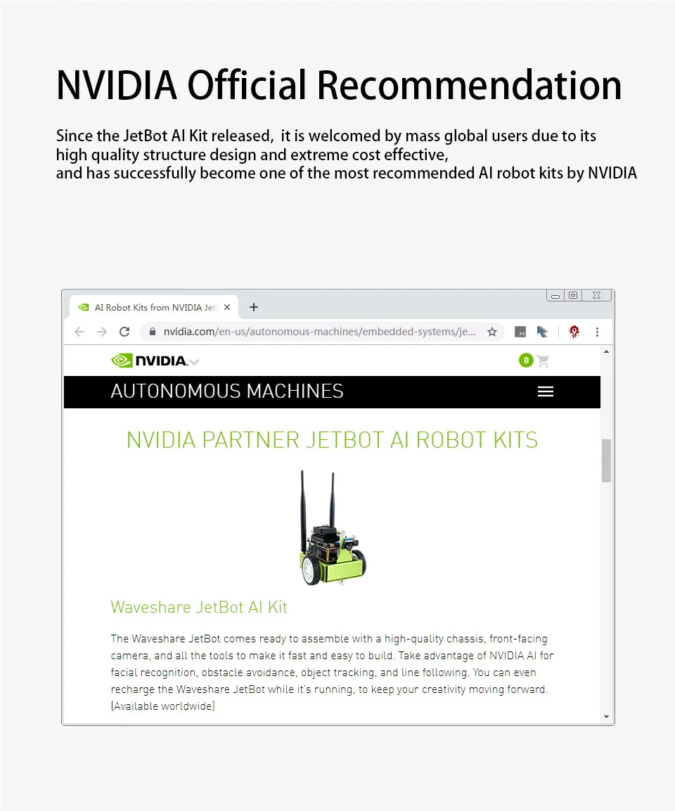 JetBot AI Kit, AI робот на базе Jetson Nano