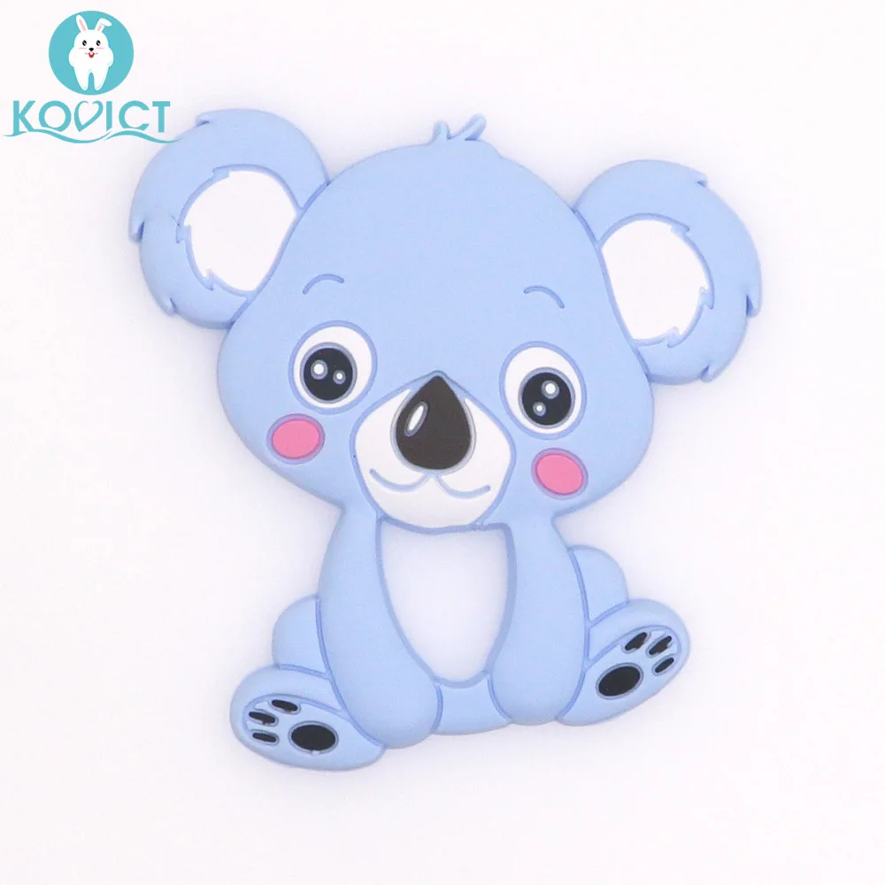 kovict 1pc Baby Koala Silicone Teether Teething Chew Toy Infant Teether Beads DIY Necklace Nursing Pendant Food Grade Silicone - Цвет: 02 Blue