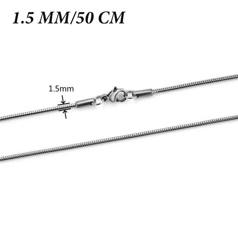 1.5 mm 50 cm Серебряный Нержавеющая сталь ожерелье в форме цепочки для Для женщин Для мужчин колье-чокер с застежка-краб, сделай сам, изготовление, поиск ювелирных изделий подарка 40/45/50 см - Окраска металла: 1.5 mm 50 cm