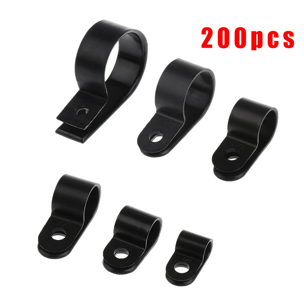 

200pcs/Set Of Screw Wire Clips Assorted Nylon Screw Mounting R Type Cable Clamp Fasteners Wire Clips