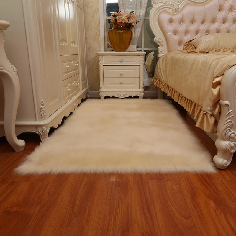 Plush Carpet Long Hair Carpet Artificial Wool Mat Pad Soft Blanket