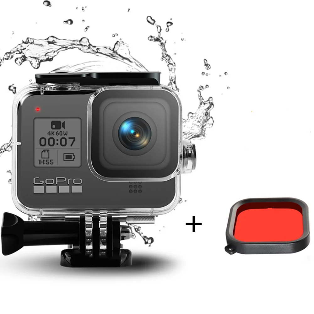 Case plus Red Для Gopro hero 8 водонепроницаемый корпус защитный аксессуар для подводного плаванья крышка Корпус для GoPro hero 8 камеры аксессуары - Цвет: Case plus Red