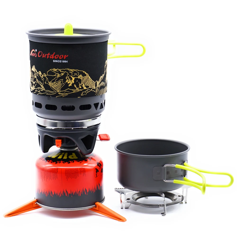  APG Camping Cookware Bowl Pot Pan Combination Portable Tableware gas cooking system stove outdoor c