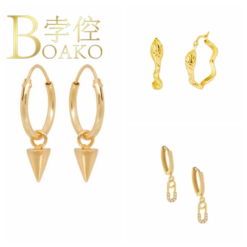 

BOAKO Cone Earrings For Woman Piercing 925 Sterling Silver Earrings Dangle Pendientes Aretes De Mujer Luxury Silver/Gold #8.9