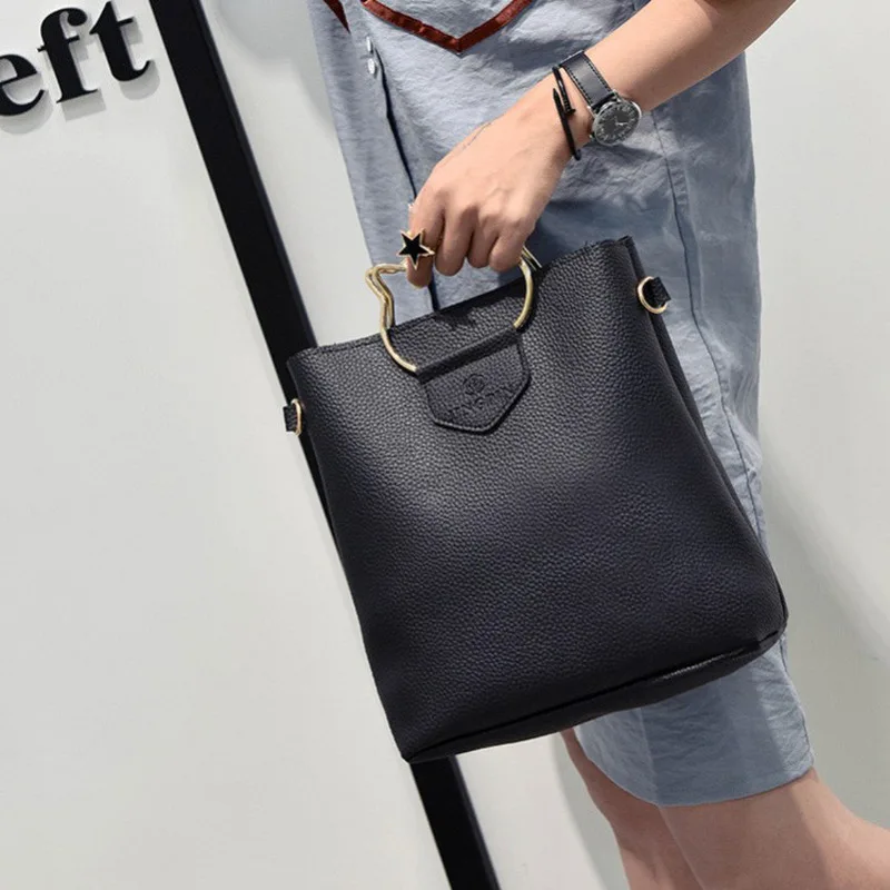 

2017 New Style Pu Hand Different Size Bags Three-piece Set Cat Iron Hand Multi-Purpose WOMEN'S Bag