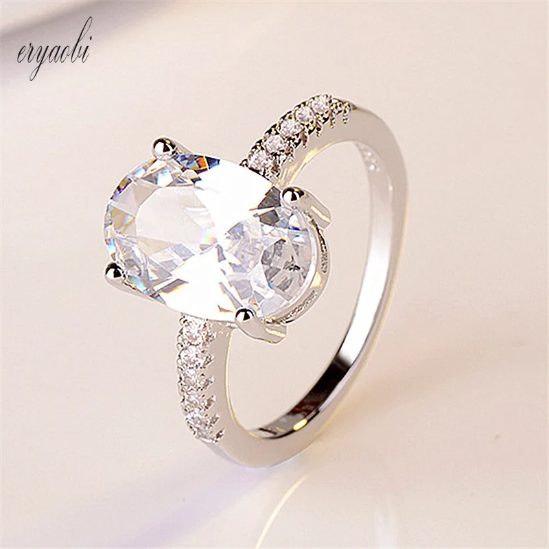 

Oval Engagement Zircon Four Claw Women's Rings Glamour Bijouterie Mariage Gift Anniversary Woman's Jewelry Fashion Accessories